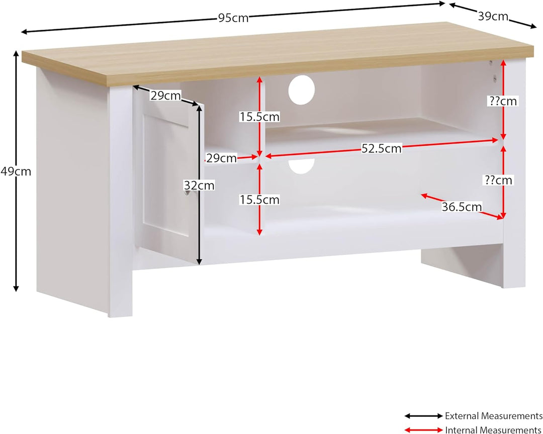 Vida Designs TV-Bänke & Lowboards, MDF, Spanplatte und Melaminfurnier, Weiss, Standard, Weiss