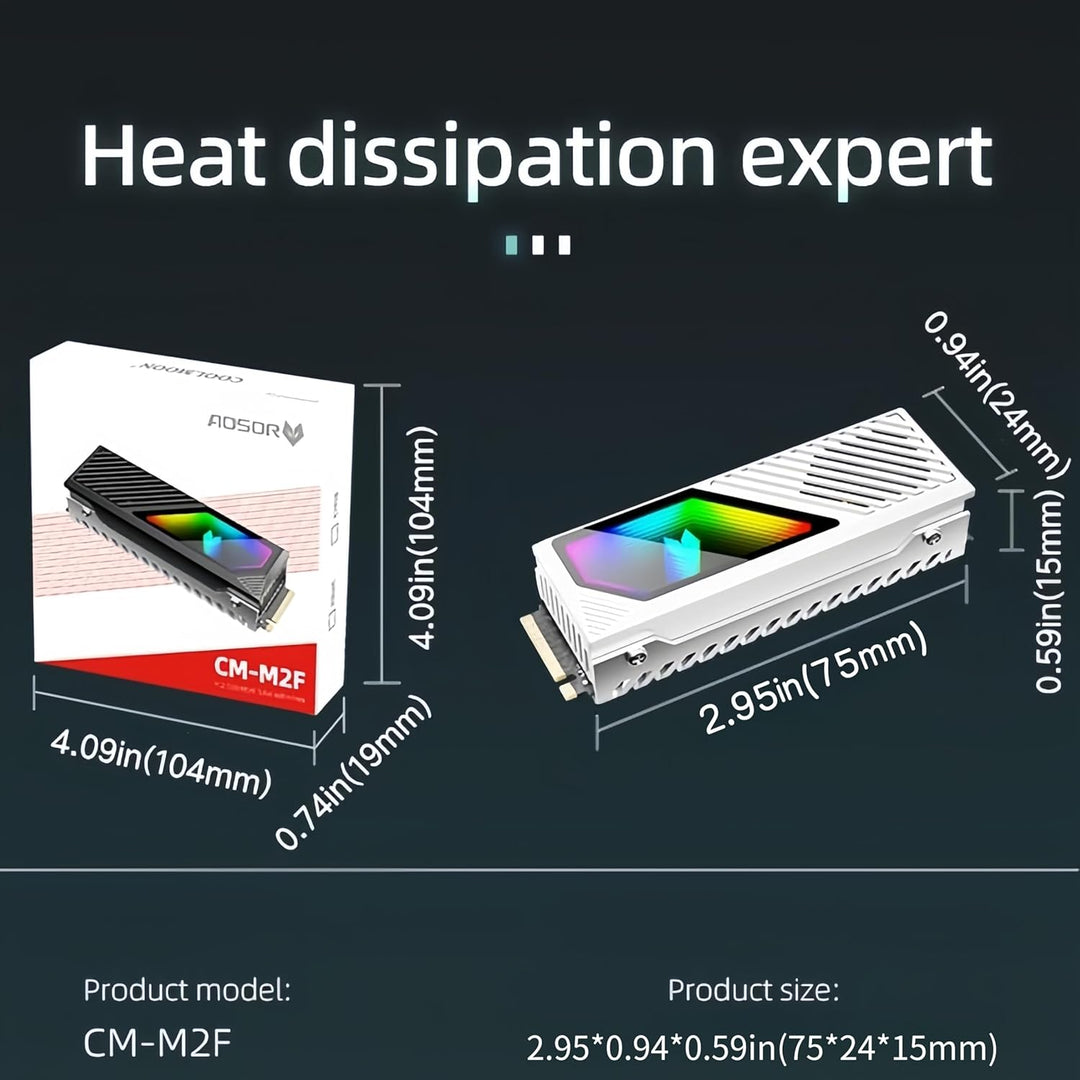RGB Sync M.2 NVMe SSD Kühlkörper mit eingebautem Lüfter, Hochleistungskühlung, dynamische LED-Beleuc