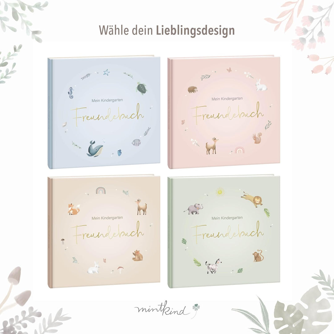 mintkind® Kindergarten Freundebuch Wald, Freundschaftsbuch zum Ausfüllen, Freundebuch für den Kinder