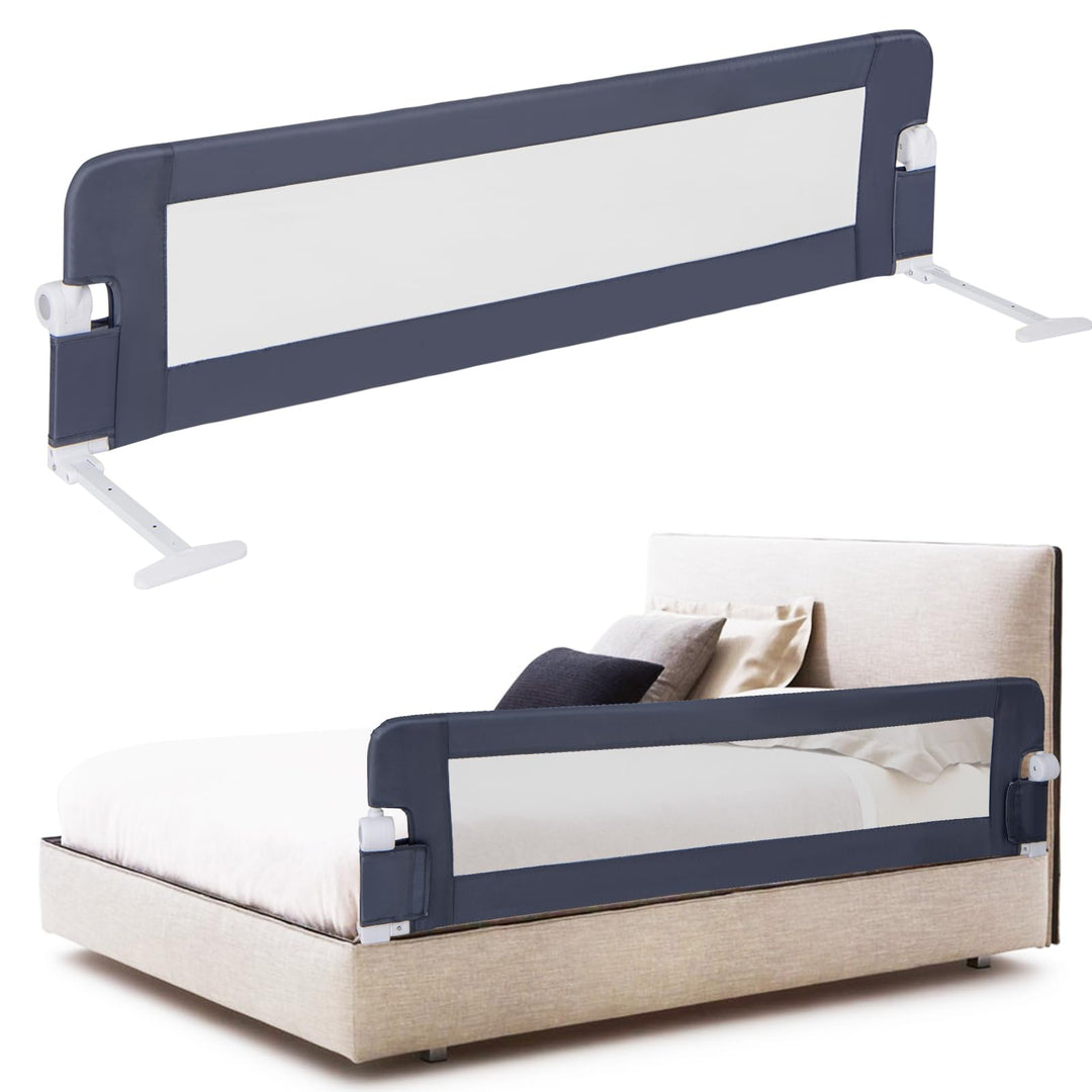 LIFEZEAL 150cm Bettgitter, Sicherheitsgitter gefüllt mit Dicker Baumwolle, Babybettgitter mit Gurten