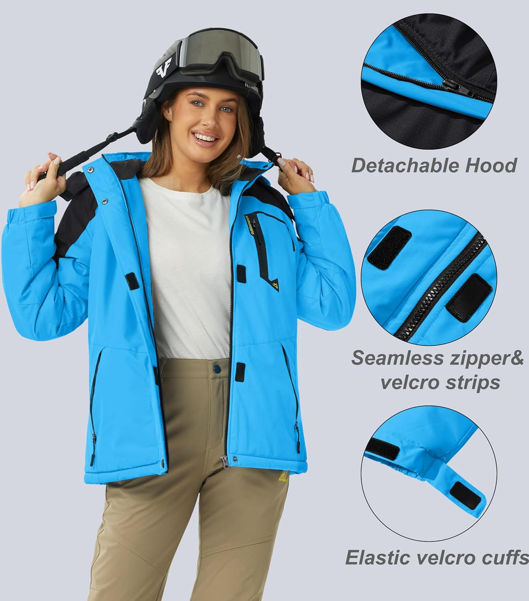 MAGCOMSEN Winterjacke Damen Softshell Funktionsjacke Wasserabweisende Outdoor Ski Jacke Fleece Windd