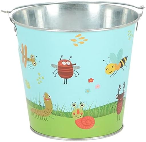 Rivanto® Kinder Eimer Insekten mit Tragegriff für Gartenarbeiten, verzinktes Eisen, Ø16 x H18 cm, zu