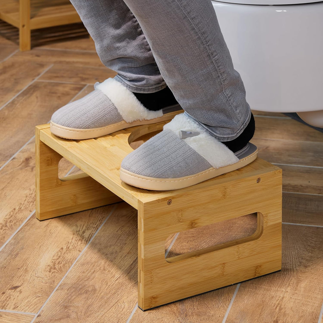 Relaxdays Toilettenhocker, Stuhlgang Unterstützung, WC Hocker für Erwachsene, Bambus, HxBxT: 18,5 x