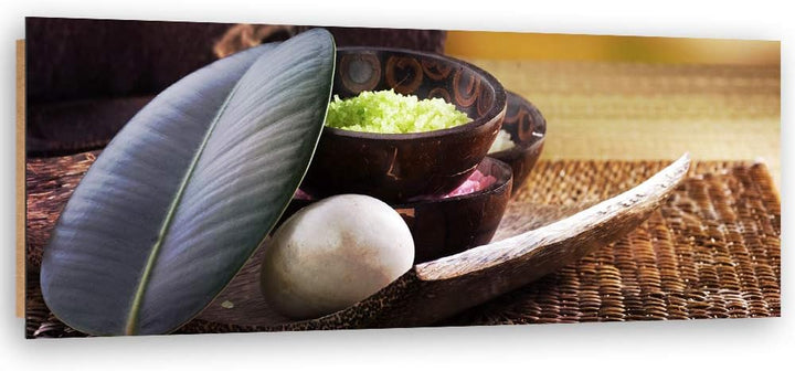 Wandbild XXL Spa Deko Kunst Bilder Stein Braun 158x53 cm Deko Paneel 158x53 cm Braun_a, Deko Paneel