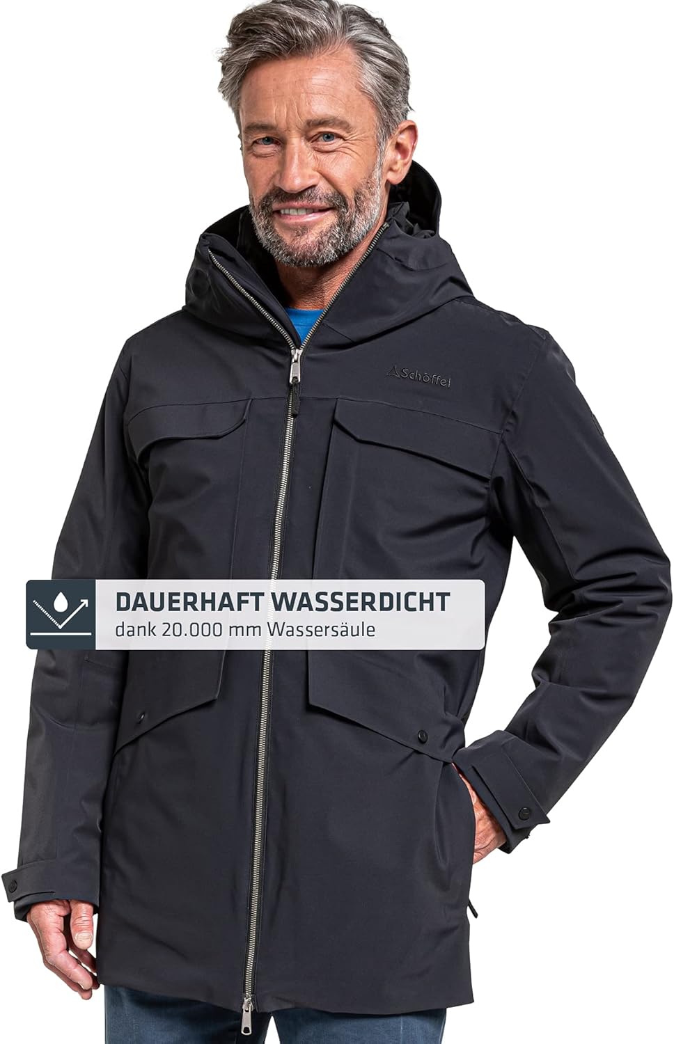Schöffel Herren 3in1 Parka Moskau M, wind- und wasserdichte Herren Winterjacke, Parka mit wattierter
