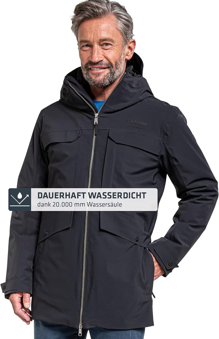 Schöffel Herren 3in1 Parka Moskau M, wind- und wasserdichte Herren Winterjacke, Parka mit wattierter