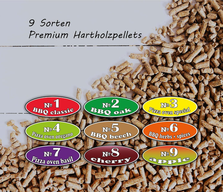 PINI Hartholz Pellets 100% Buche №5 BBQ Beech 10 Kg Grillpellets zum Grillen Räuchern Smoken