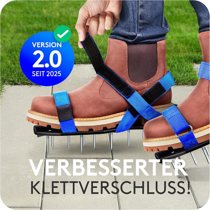 Briliantwerk®️ Nagelschuhe mit Klettverschluss - Zum Rasen belüften oder als Estrichschuhe - Rasenlü