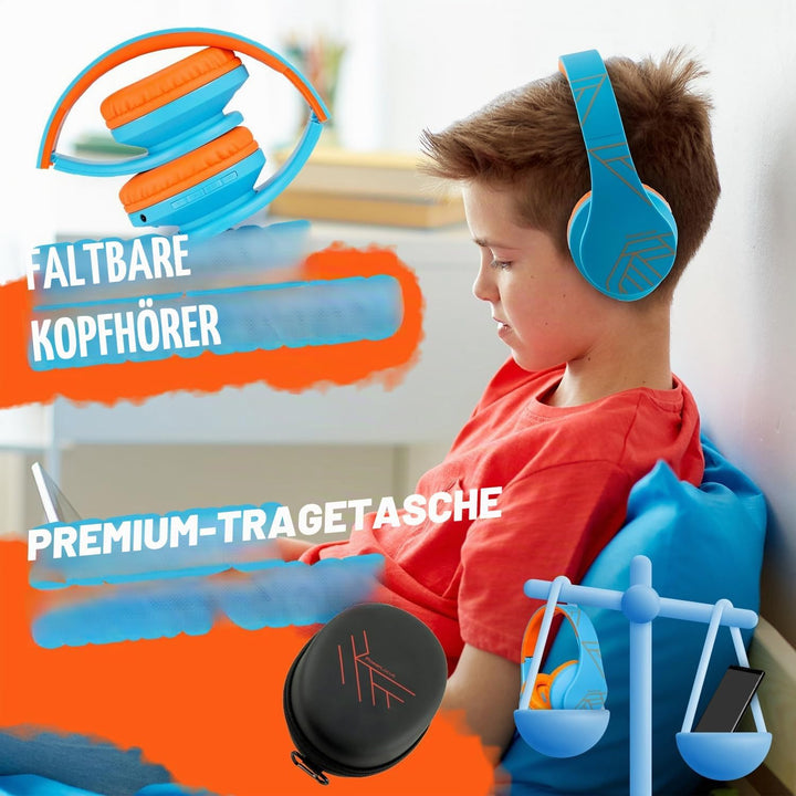 Kinder Kopfhörer, PowerLocus KinderKopfhörer Bluetooth mit 85dB Lautstärkebegrenzung, Faltbar mit Tr