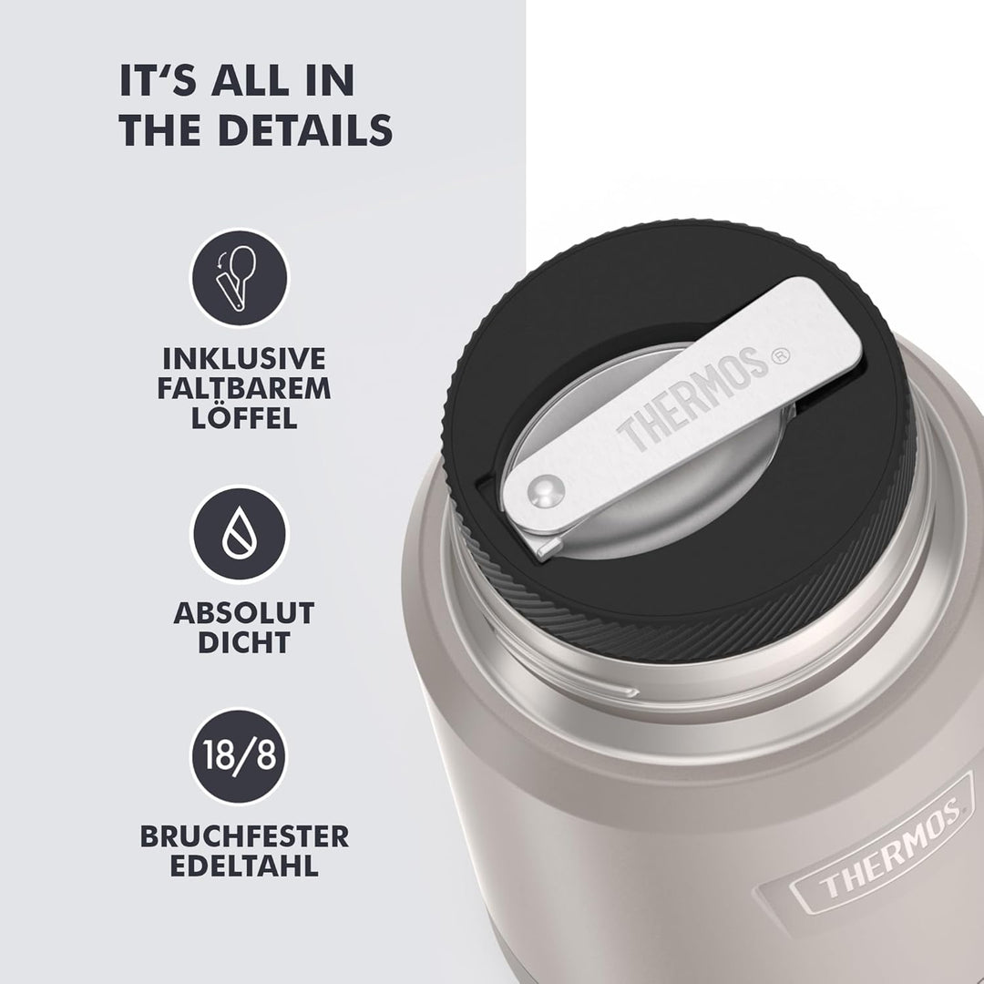 Thermos ICON Thermobehälter für Essen 0,47 l, 10 h heiss, sandstone mat | 24 h kalt, auslaufsicherer