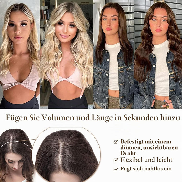 Ms Taj Invisible Secret Wire Extensions 50cm,Braune Haarverlängerung lange mit Einstellbarer Grösse,