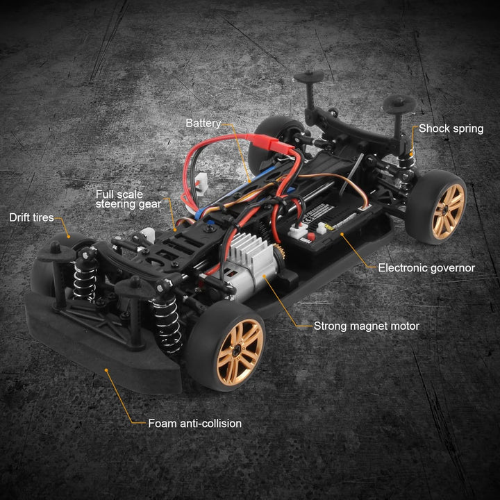 Goolsky RC Drift Car 1/18 2,4 GHz 4 WD 30 km/h Motor RC180 stark magnetisch RTR hohe Geschwindigkeit
