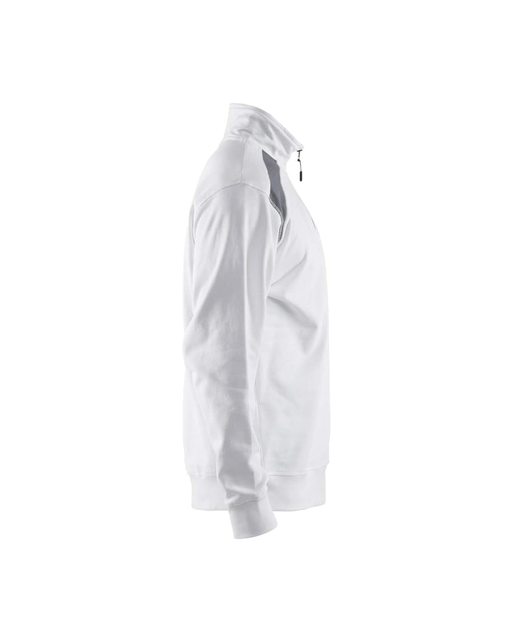 Blaklader 335311581094XS Sweater mit Half-Zip 2-Farbig, Weiss/Grau, Grösse XS