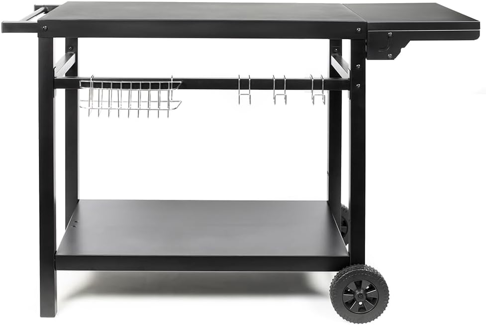Livoo - Servierwagen für Grillplatte mit klappbarer Ablage GS170N – für 2 bis 4 Brenner, Platte 85 b
