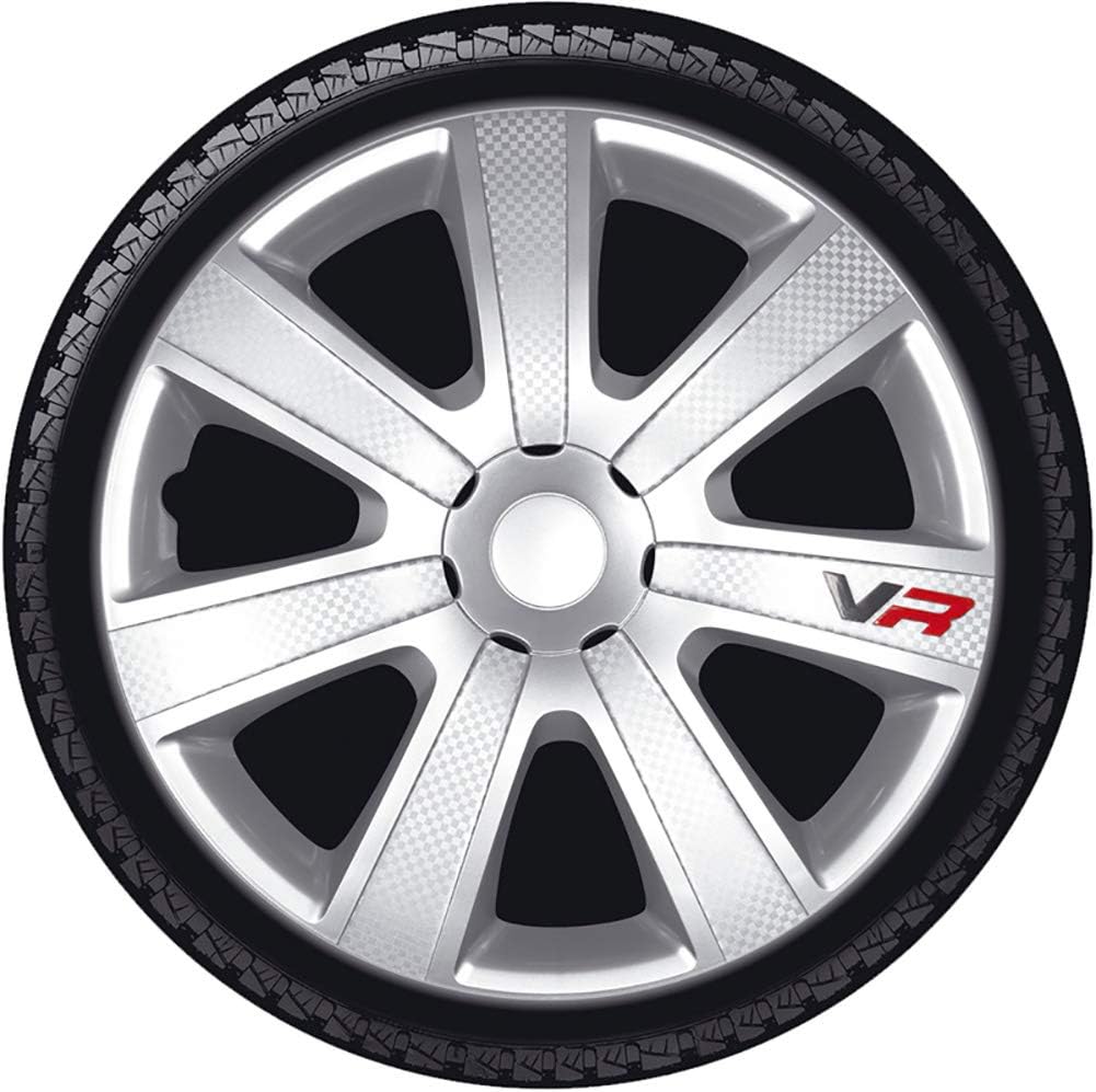 AUTO-STYLE Satz Radzierblenden VR 14-Zoll Silber/Karbon-Look/Logo Silber/Karbon-Optik/Logo 14-inch,