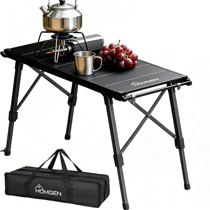 HOMGEN Picknicktisch IGT Campingtisch aus Aluminium Falttisch faltbar Höhenverstellbar 38-55 cm Klap