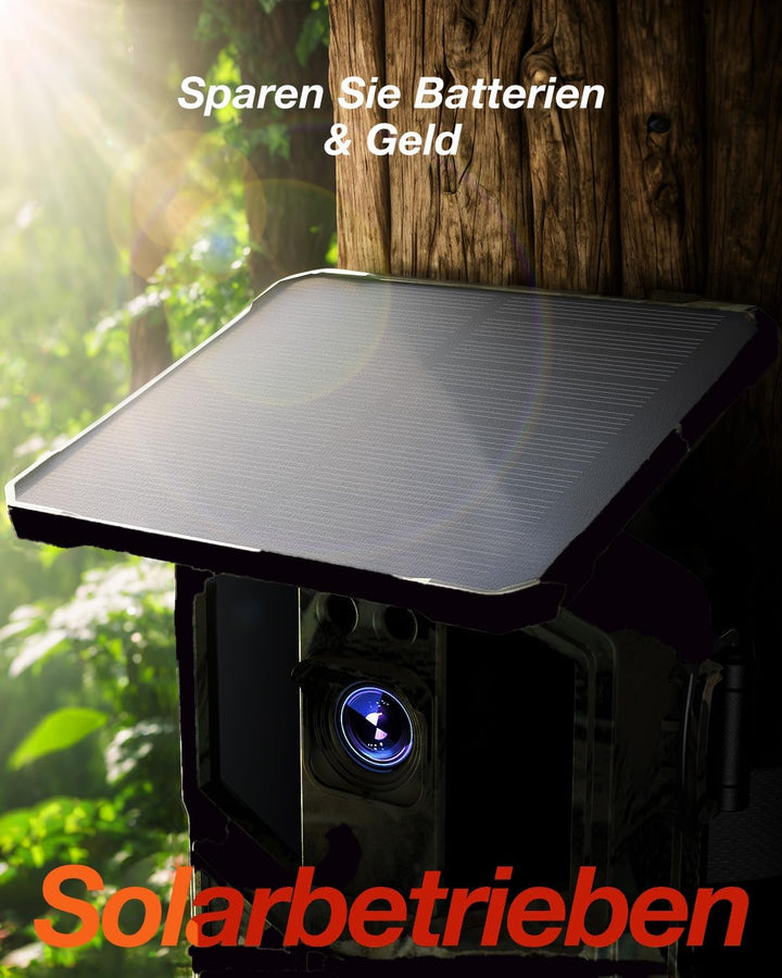 iZEEKER Solar Wildkamera WLAN, 4K 64MP Bluetooth Wildkamera mit Bewegungsmelder Nachtsicht 0,1 s Aus