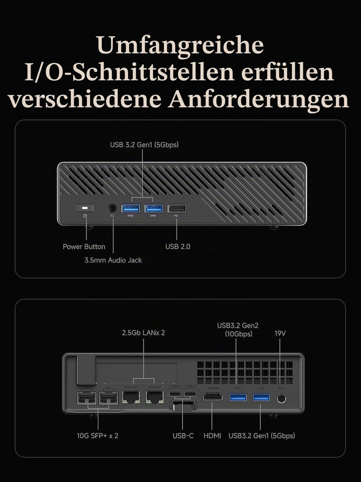 MINIS FORUM MS-A2 Mini-PC, AMD Ryzen 9 9955HX (16 Kerne / 32 Threads, bis zu 5,4 GHz), 32 GB DDR5, 1