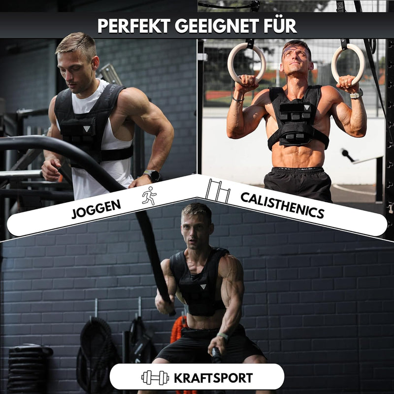 GORNATION® 10kg Gewichtsweste | Kompakte & verstellbare Gewichte für Fitness, Calisthenics & Krafttr