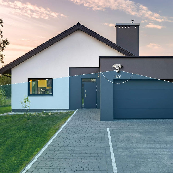 Noxcam 1080P Aussenkamera WLAN IP mit zwei Scheinwerfern und bewegungsaktiviertem Flutlicht mit Vide