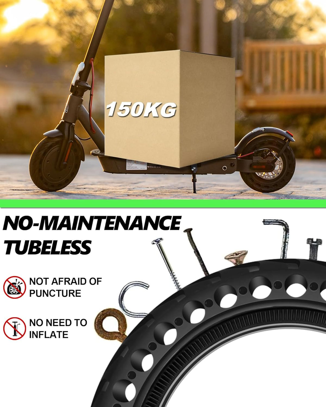BABEJIA 2PCS Scooter Reifen 50/75-6.1 Tubeless, Werten Sie Ihr Fahrzeug auf mit Reifen 8 1/2 x2, Vol