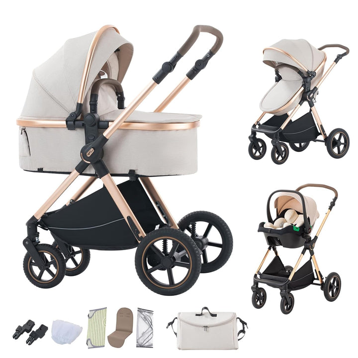 BEBBY Kombikinderwagen 3 in 1 Reisesysteme Standardkinderwagen Kinderwagen Buggy Neugeborener Tragba