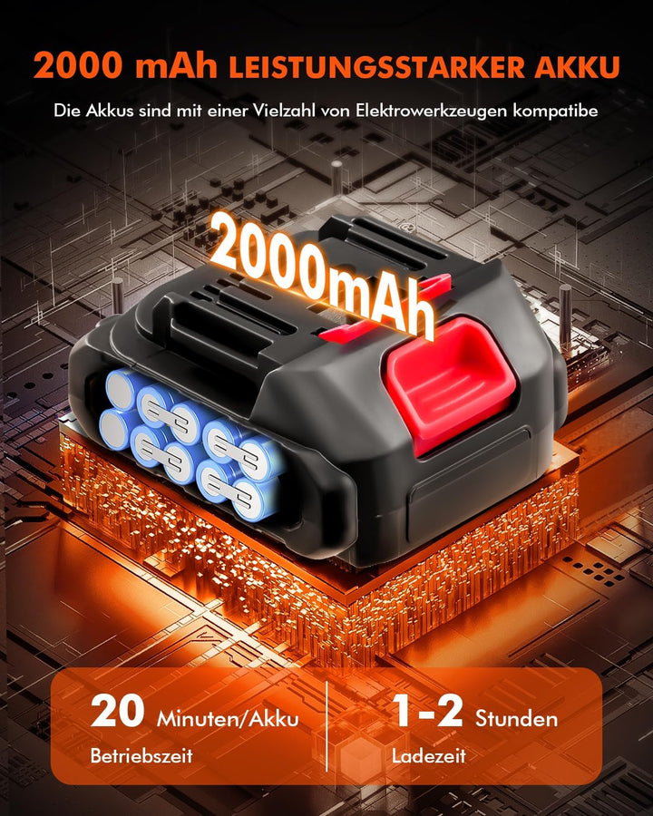 Akku Hochdruckreiniger,3-in-1-Multifunktionsdüse,21 V, 1500 W, 60 bar,Tragbarer Hochdruckreinigers,2