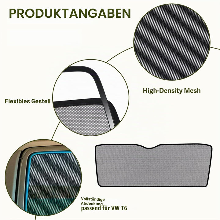 ZATOOTO Sonnenschutz für VW T5 T6 Heckscheibe, Laderaumschutz, Camping | 1 Stück, Einfache Montage,