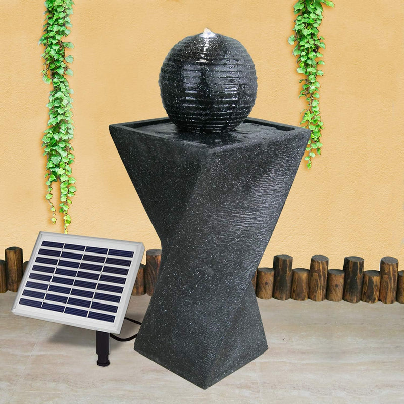 Solar Gartenbrunnen Brunnen Solarbrunnen Zierbrunnen Wasserfall Zen Ruhe-Quelle lichtgrau Gartenleuc