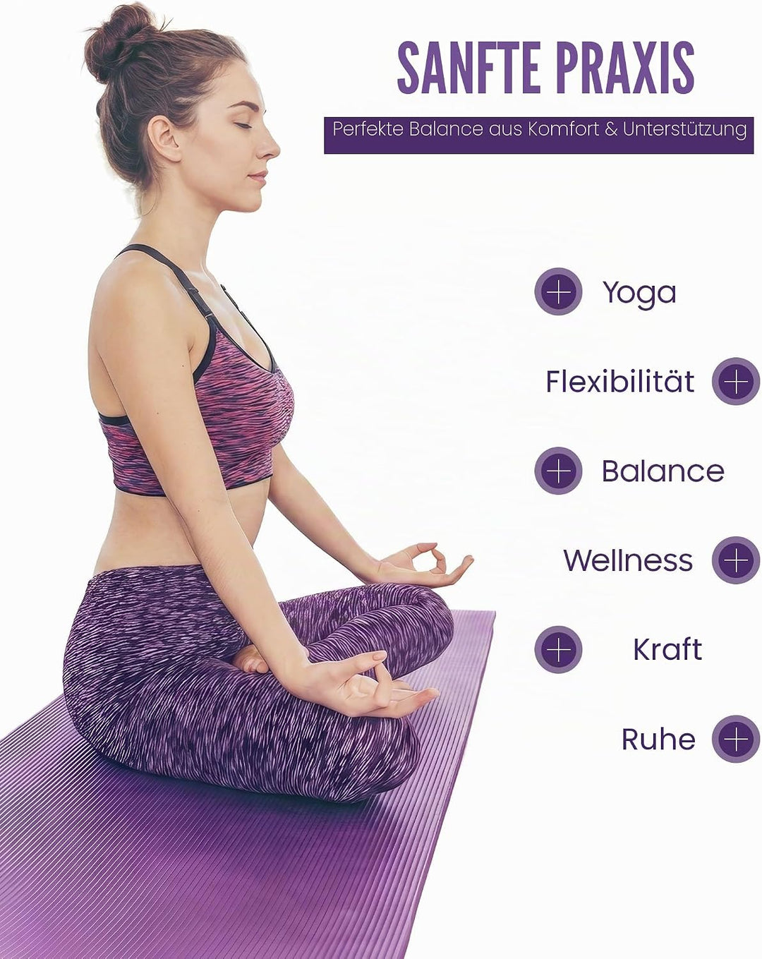 ROMIX Yoga Matte Dicker 10mm, Yogamatte Rutschfest Umweltfreundlich Weich Schaum Pad, Schweissresist