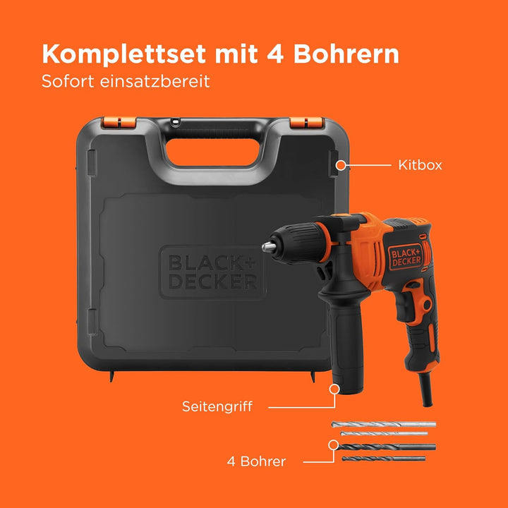 Black+Decker BEH710K-QS 710W 1-Gang Schlagbohrmaschine (Schlagbohrer, 13mm Schnellspannbohrfutter, k