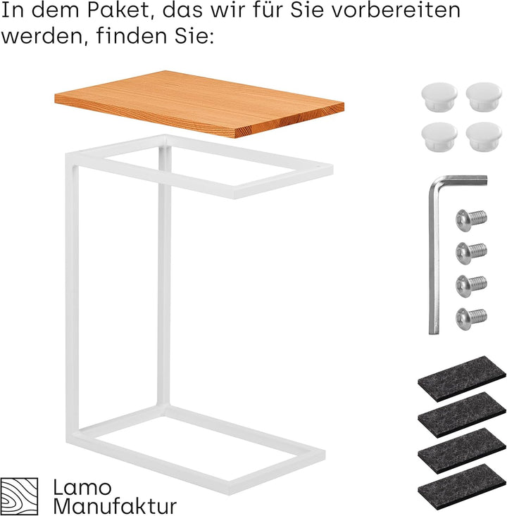 LAMO Manufaktur Beistelltisch | Laptoptisch | Sofatisch | mobiler Kaffeetisch | Nachttisch | 45x30x6