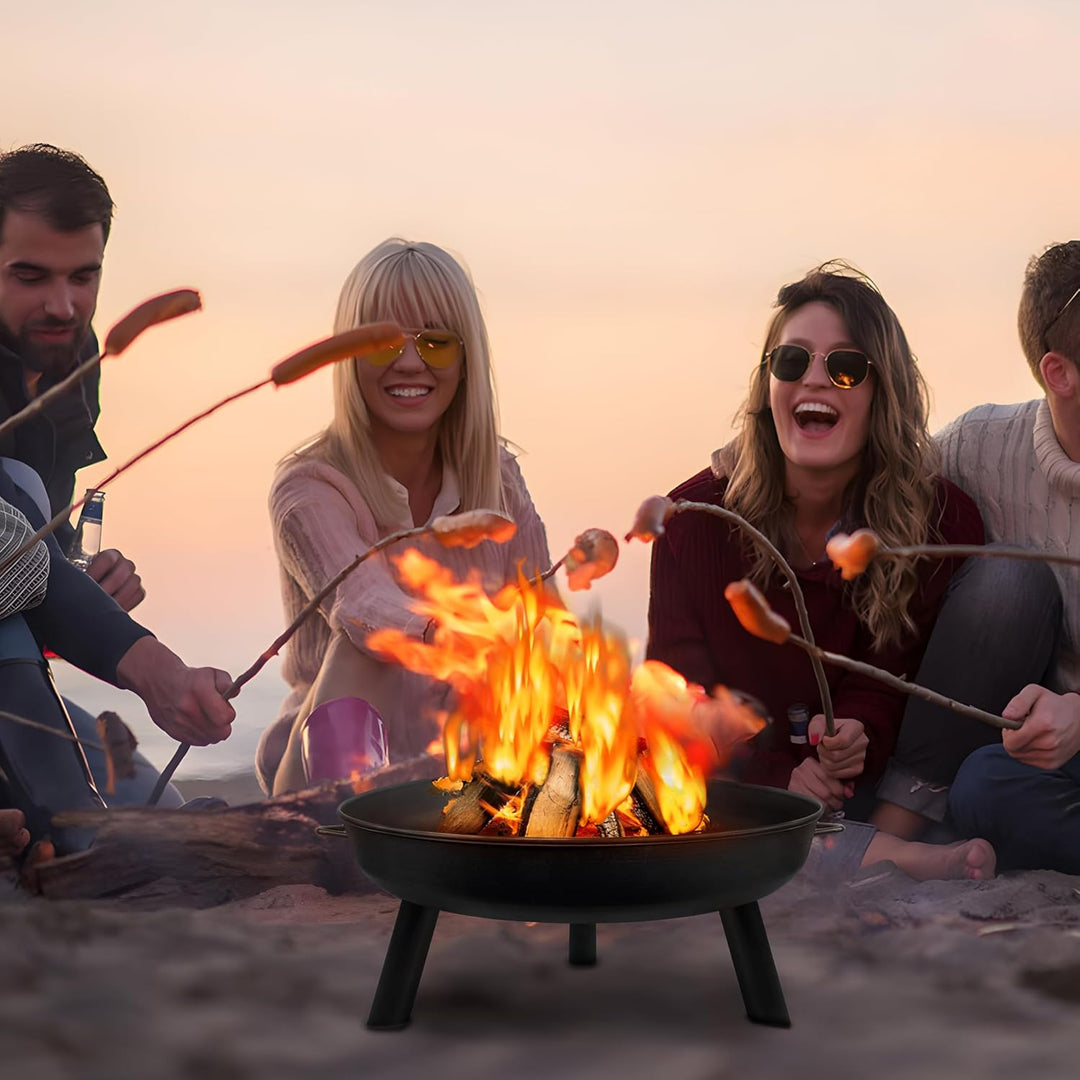 Froadp Feuerschalen für den Garten Rund Ø80cm Feuerstelle aus Metall Multifunktionale Feuerkorb mit