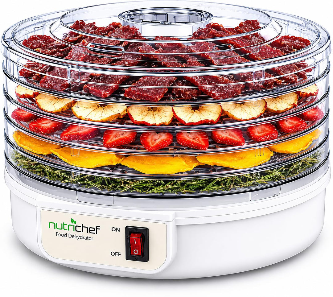 Nutrichef Dörrautomat 5 Einschübe | Dörrgerät für Fleisch, Beef Jerky, Obst, Gemüse & Hundeleckerlis