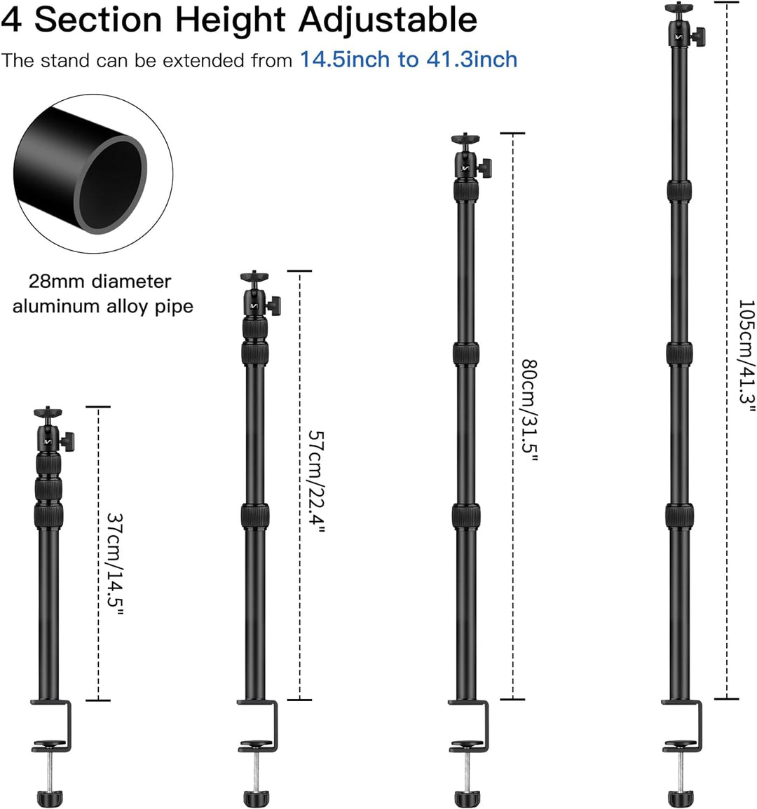 Victiv Kamera Tischstativ für DSLR Canon, 37cm-105cm Handy Tisch Stativ mit Handyhalterung for Smart