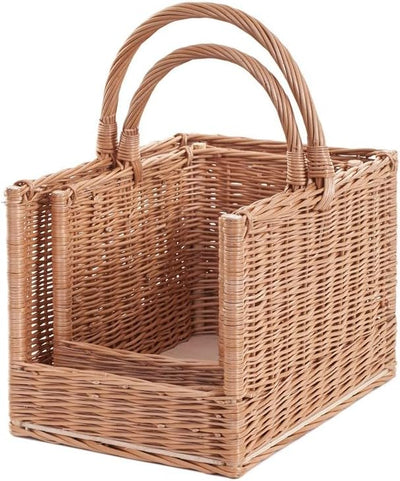 e-wicker24 Vollweidener Kaminkorb, Kaminkorb aus Weide, naturfarbiger Weidenkorb für Kaminholz, Kami