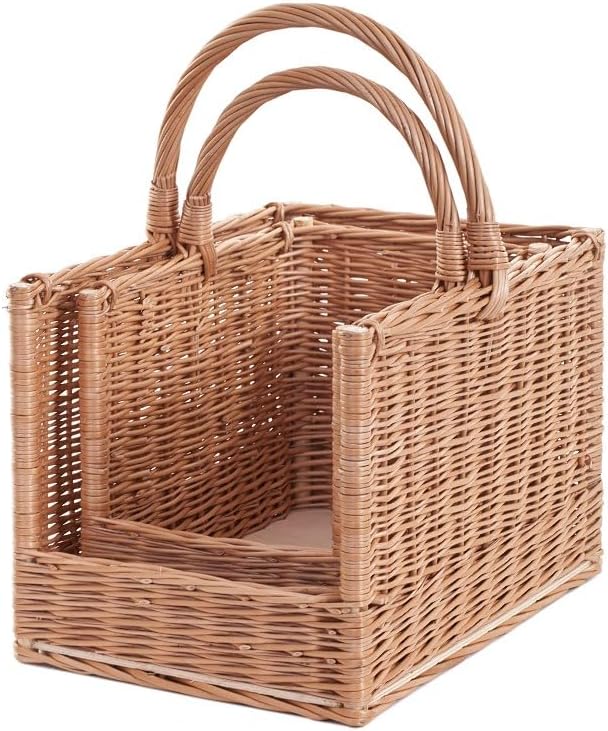 e-wicker24 Vollweidener Kaminkorb, Kaminkorb aus Weide, naturfarbiger Weidenkorb für Kaminholz, Kami