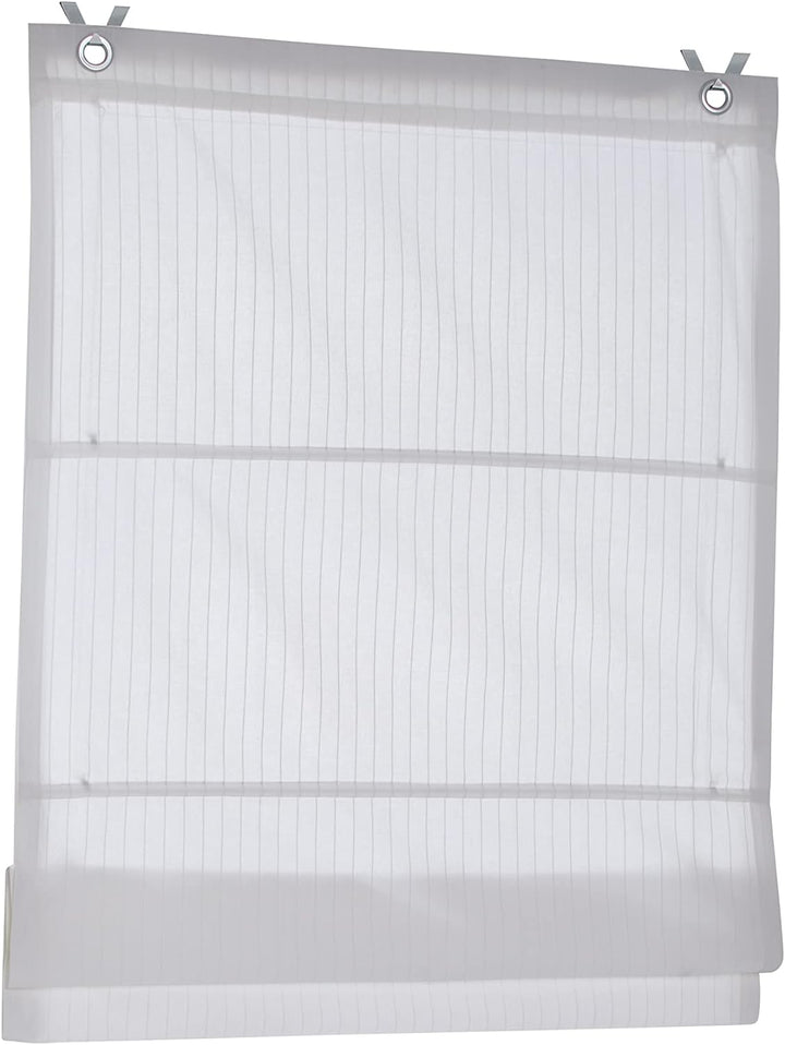 Raffrollo Ösenrollo Verlock gestreift Blickdicht Weiss Breite 120 x Höhe 140 cm 120 x 140 cm Weiss,