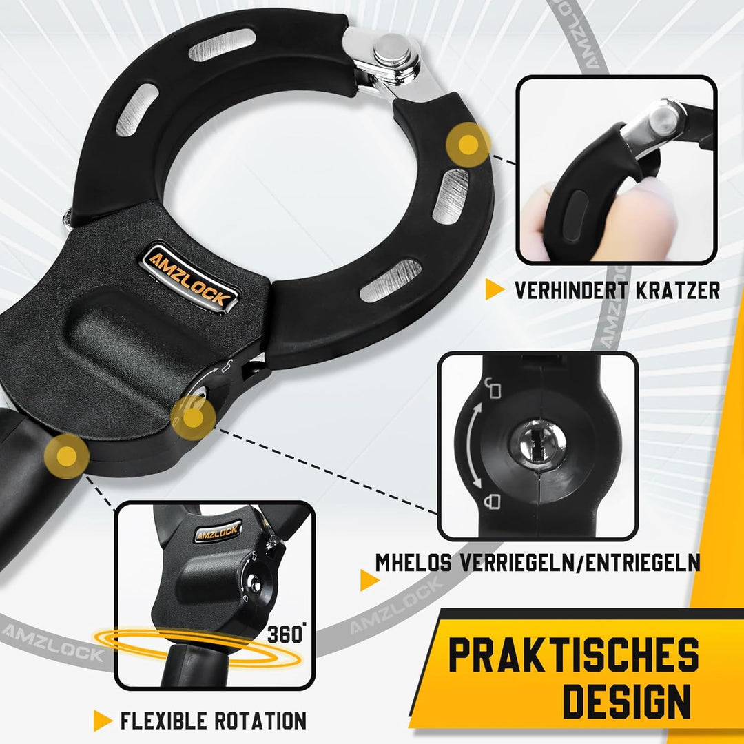 AMZLOCK E Scooter Schloss, Handschellenschloss für E Scooter, 8mm Dicke Kettenschloss für Xiaomi Sco