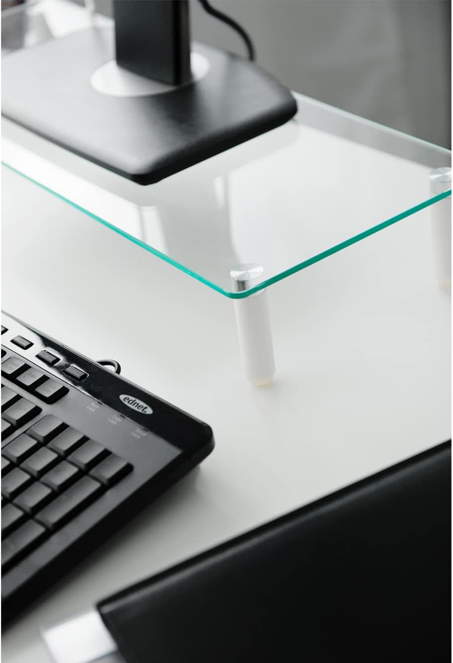 DIGITUS Universal Monitor-Erhöhung aus Glas - Bildschirm-Ständer - Traglast 20 kg - Rutschhemmend -