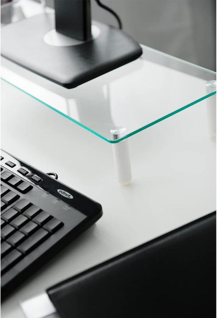 DIGITUS Universal Monitor-Erhöhung aus Glas - Bildschirm-Ständer - Traglast 20 kg - Rutschhemmend -