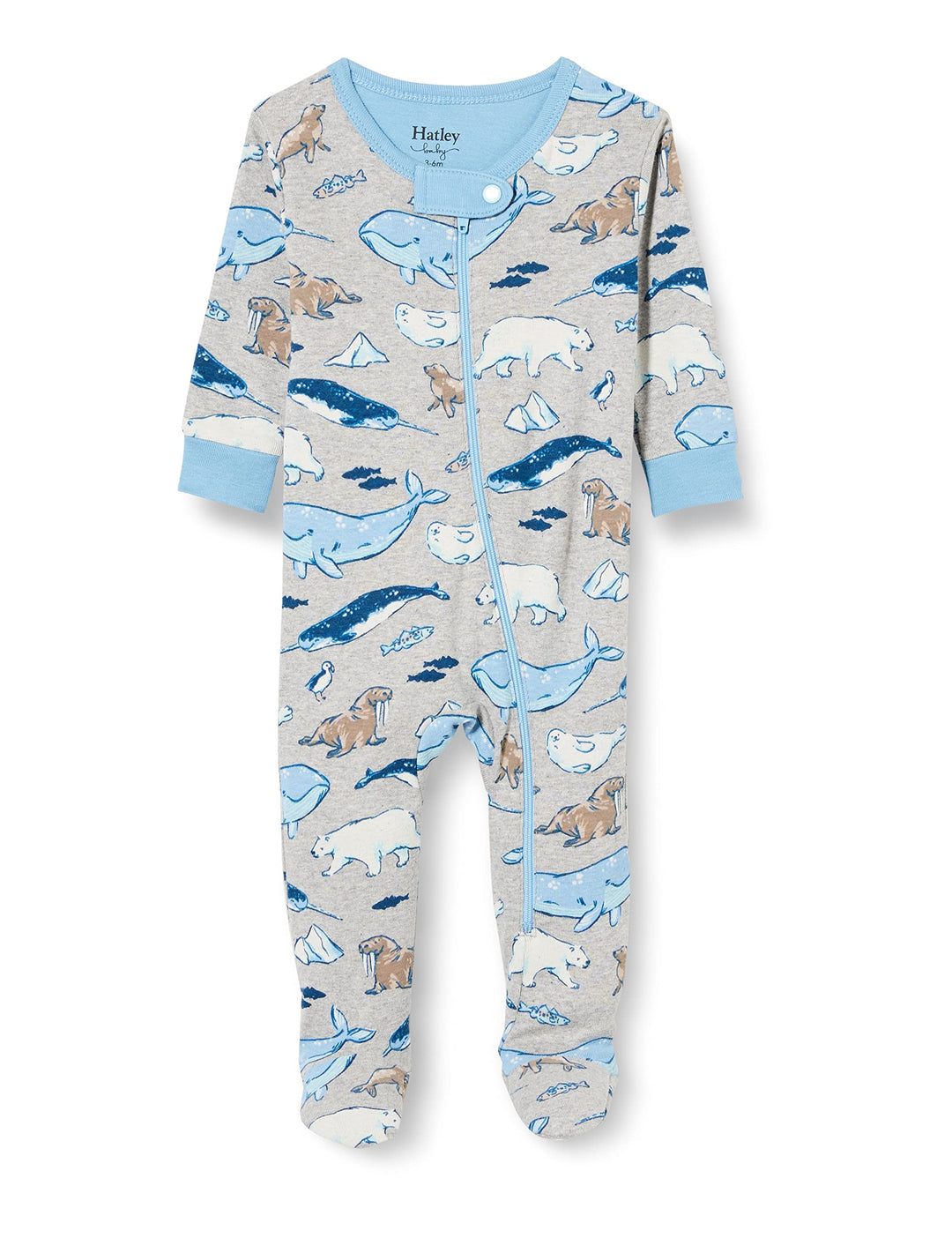 Hatley Baby-Jungen Organic Cotton Footed Sleepsuit Schlafstrampler, Arctic Animals