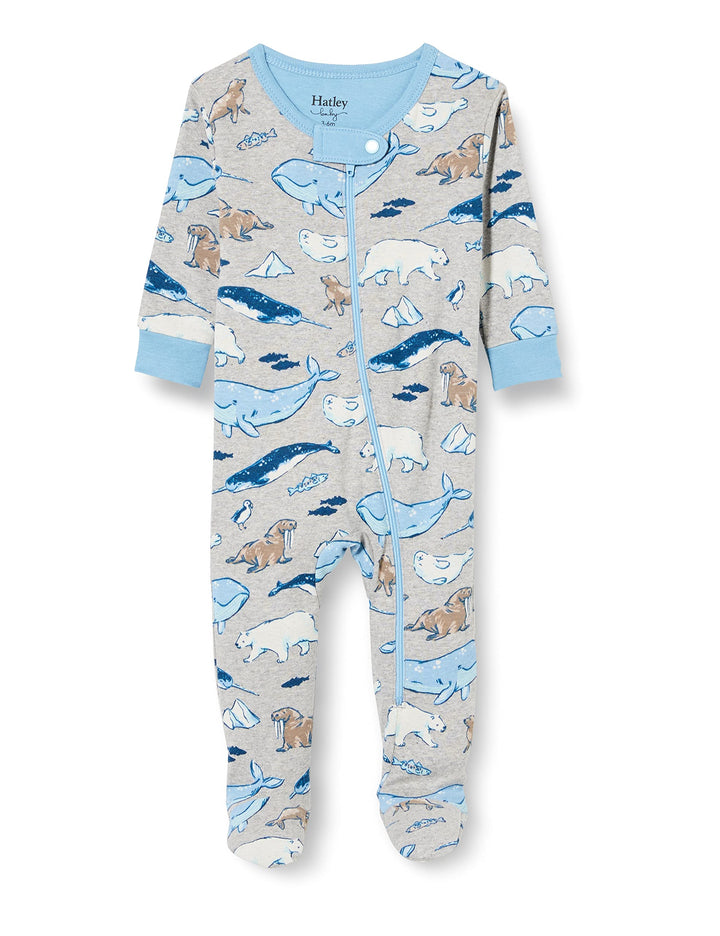 Hatley Baby-Jungen Organic Cotton Footed Sleepsuit Schlafstrampler, Arctic Animals