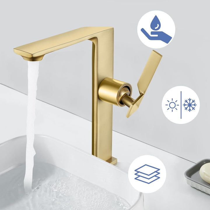 Wasserhahn Bad Hoch Gold Waschtischarmatur Armatur Badezimmer Mischbatterie Waschbecken Armaturen Ei