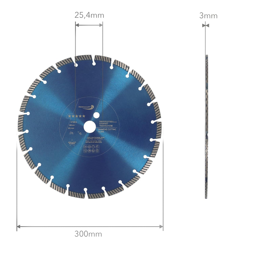 PRODIAMANT Fastcut Highspeed Diamant-Trennscheibe 300 mm x 25,4 mm für sehr harte Baustoffe wie Kalk