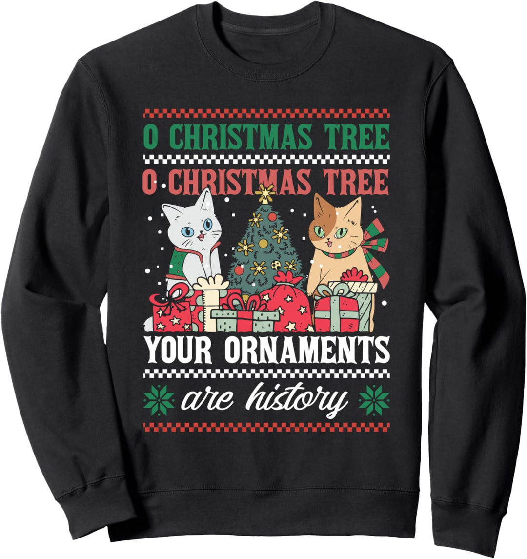 Cats O Christmas Tree Funny Ornaments Pyjama Sweatshirt