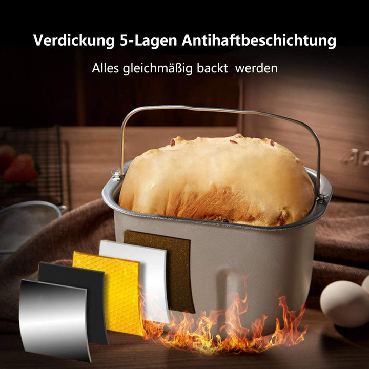Ｍeykey Brotbackautomat Backmeister Brotbackmaschine mit 19 Programme für 500g-1000g Brotgewicht, 710