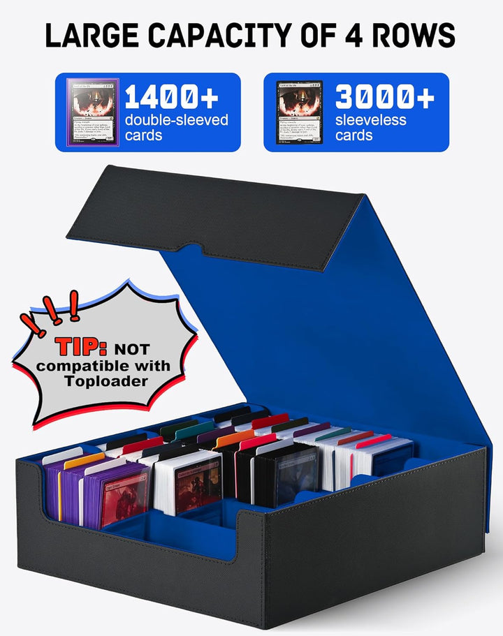 ZLCA Trading Card Storage Box, Commander Card Deck Case Holds 2400+ Cards, MTG Deck Box mit 4 Stopfe