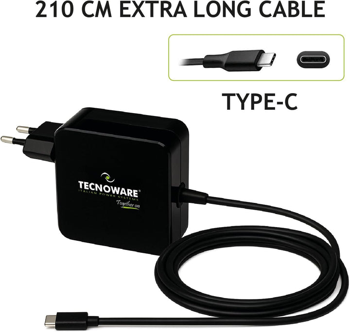 Tecnoware USB Typ-C Universal-Adapter 65 W - Batterieladegerät kompatibel mit jedem Notebook mit USB