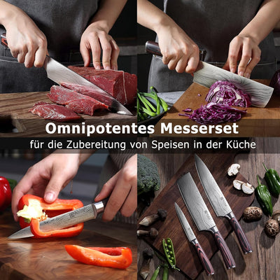 PAUDIN Küchenmesser Set, 3-tlg Messerset aus hochwertigem Carbon Edelstahl, Ultra Scharfes Messer se